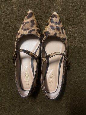 Lauren Ralph Lauren Leopard-Print Pointed Mary Jane Flats - Tan & Black